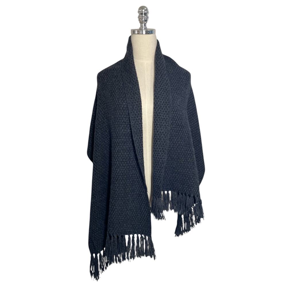 PEDSA 100% Alpaca Wool Scarf / Shawl Charcoal Black Made in Peru